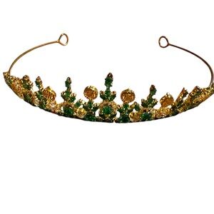 Emerald Gold Rhinestone Tiara Prom Bridal Birthday Crown